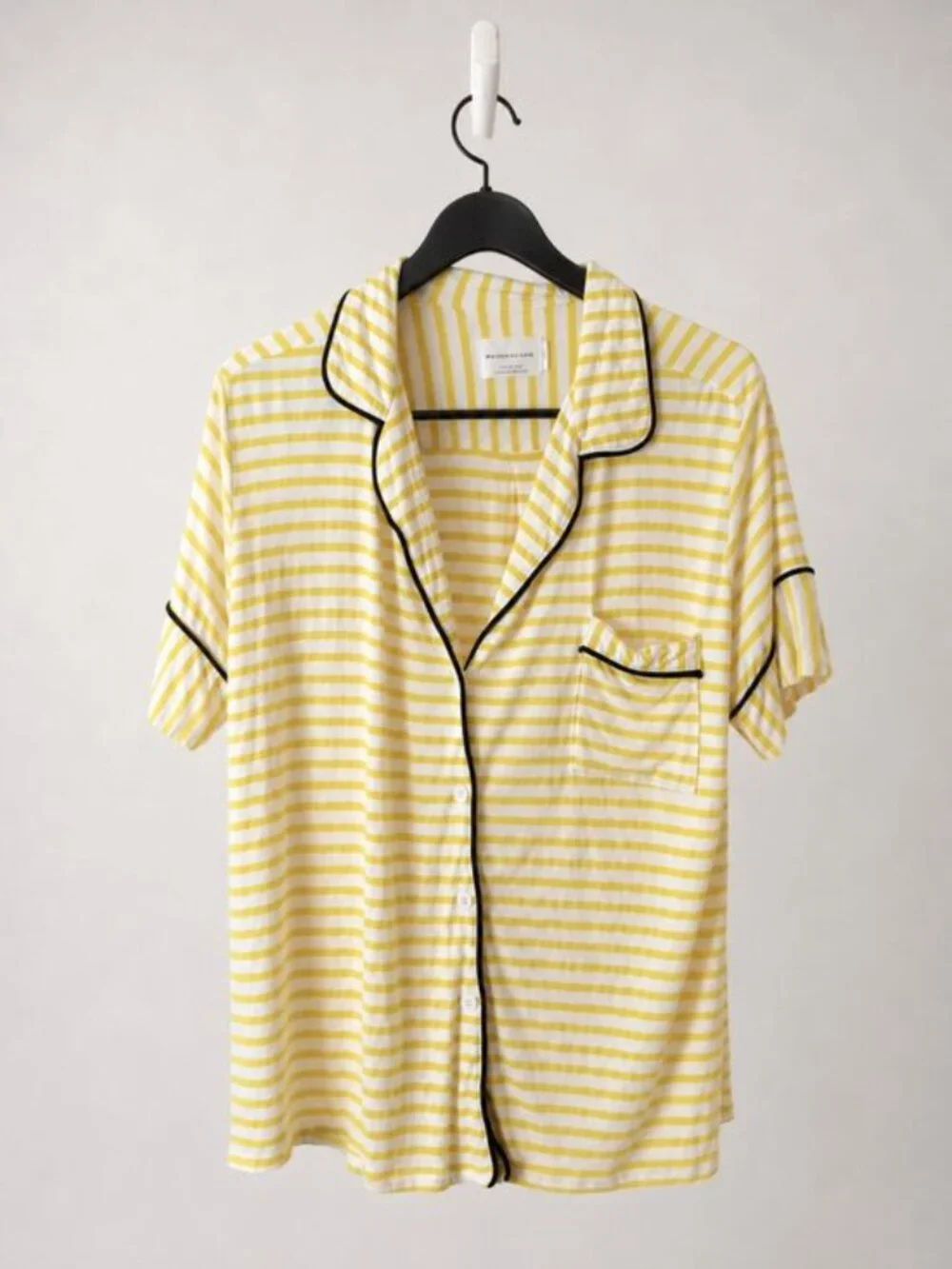 Maison du Soir Monaco Yellow Stripe Pajama Set Large Modal Sleepwear Pajamas